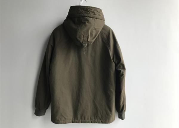 Army Green Mens Medium Trench Coat Sherping Lined Cotton Filling Casual Hooded Jacket