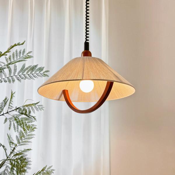 French Vintage Wooden Bedroom Chandelier Pendant Light Modern D400mm Fixture Shape