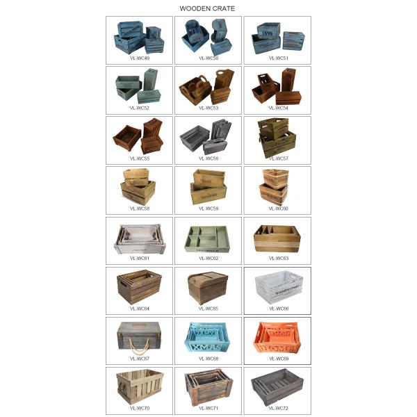 Custom Capacity Vintage Wood Crates for Home Decoration Folk Art Style