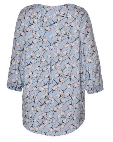 Ruffle Hem Long Sleeve Nice Floral Printed Ladies' Tops In Daily Life
