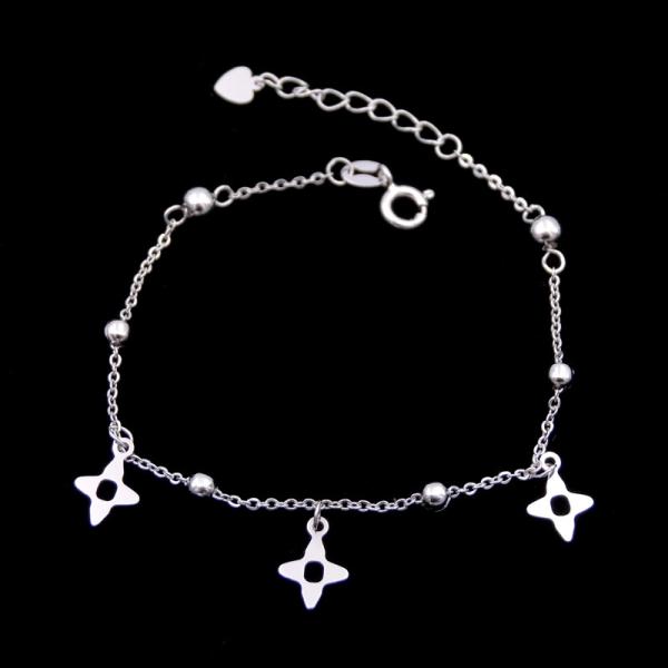 Encantos dos braceletes da joia da prata esterlina do bracelete 925 da prata da planície da forma do trevo