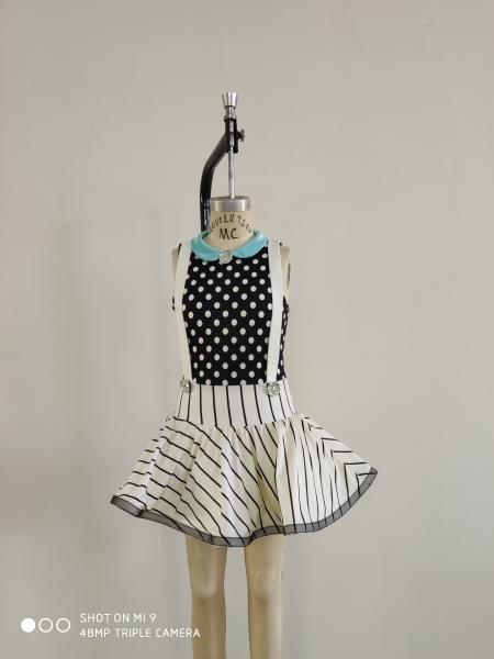 Oem Service Girls Dancewear Kids Dance Outfits White Black Color