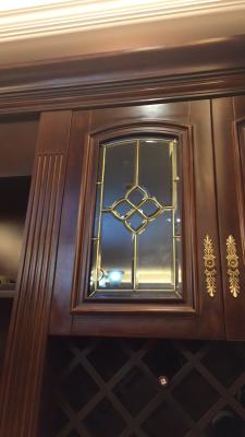 Brass Came Triple Pane Cabinet Leaded Glass Panels 7.5MM For Kitchen