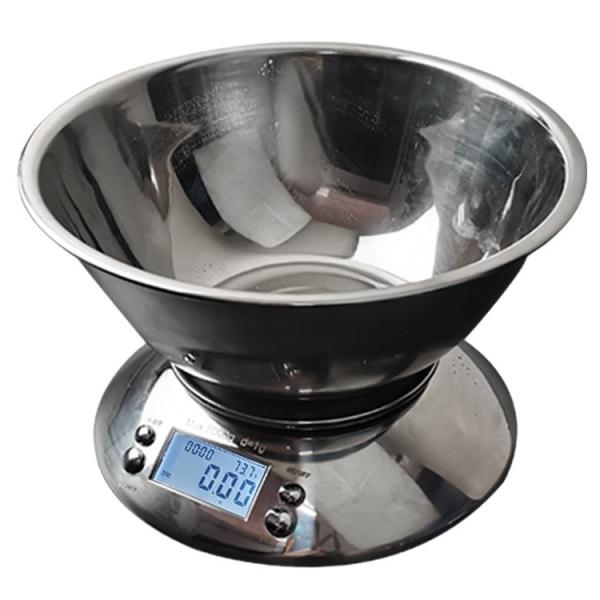 Balance de cuisine numérique intelligente avec bol en acier inoxydable, graduation de 1g et fonction de pesée séparée, écran LCD, capacité de 5 kg