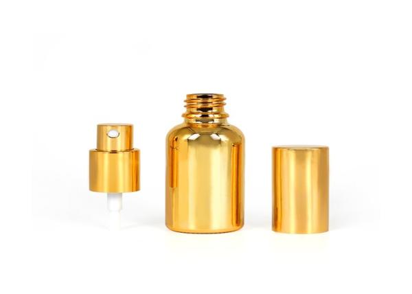 Empty Electroplating Gold Glass Beautiful Perfume Bottles With Sprayer Pump