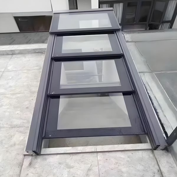 Modern Sliding Electric Translation Skylight for Sun Room Flat Attic Basement Light Aluminum Alloy Roof Contemporary Design