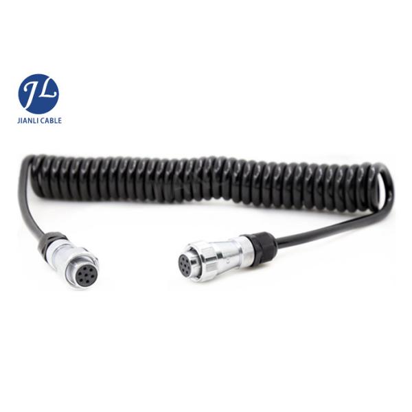4 Meter Suzi Spiral Reversing Camera Extension Cable 4PIN Connectors , Black Molding Color