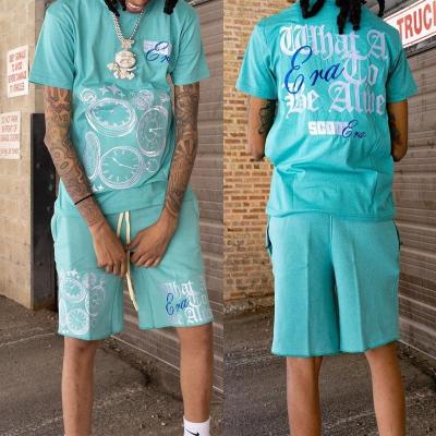 Impressão de tela de seda Trajes personalizados para homens T-shirts masculinos e calções