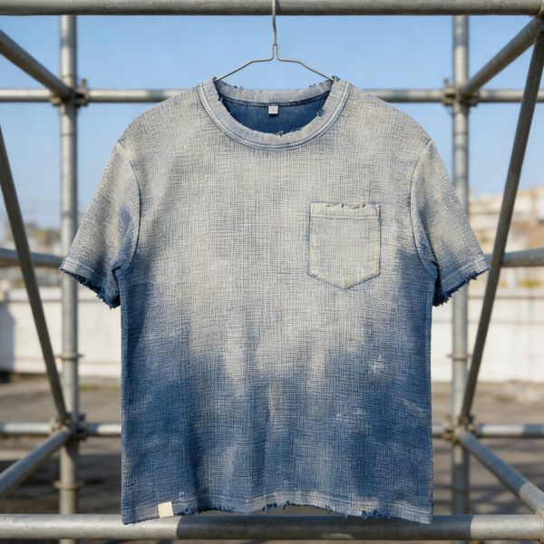 High Quality Acid Wash Waffle Fabric Summer Tee Shirt | Custom Vintage Cropped Boxy Oversized Men Tshirt
