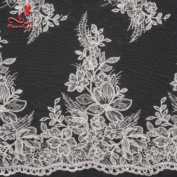 3D Floral Stretch Wedding Bridal Embroidered Tulle Lace Fabric By The Yard