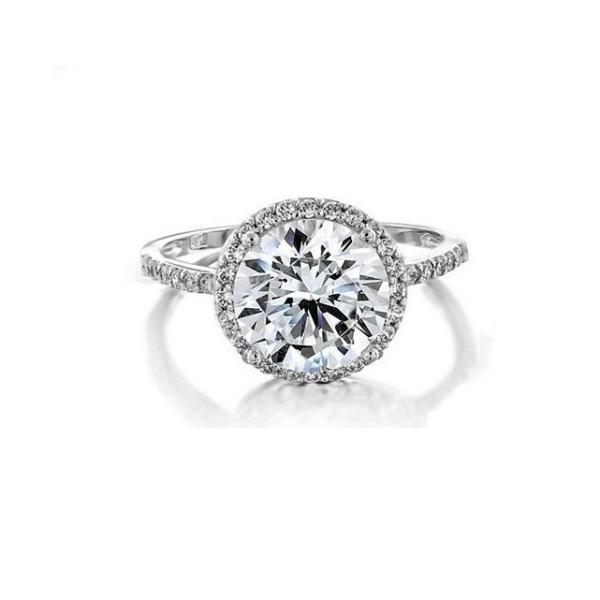 925 Sterling Silver 10mm Blanc CZ Solitaire Ringe de fiançailles avec pierre principale Taille 10mm