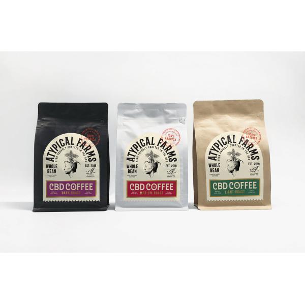 Flat Bottom Kraft Paper Coffee Bags With Valve And Zipper