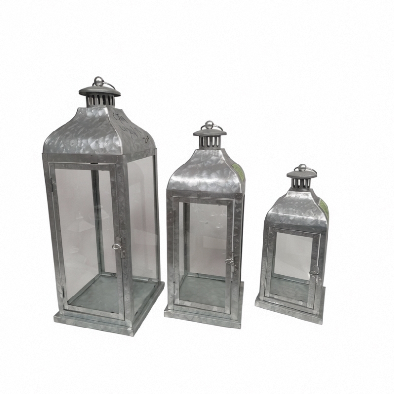 Customizable Metal Lantern Featuring Clear Glass Panels and Top Vent for Heat Release Designed for Versatile Indoor and Outdoor