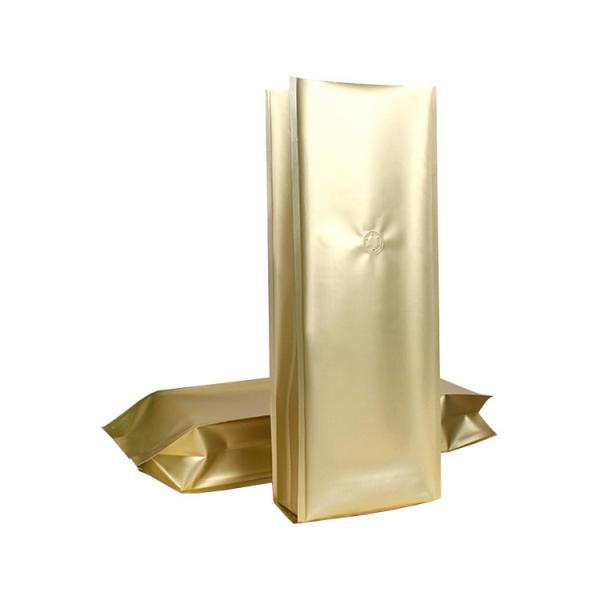 Heat Sealable Aluminum Foil Liner Side Gusset Folded Flat Bottom Coffee Bags With Valve For Coffee Bean Tea Leaves Pack