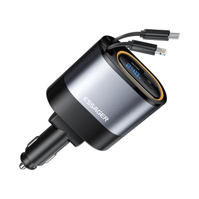 ESSAGER SHE-6001 45W PD 30W Car Charger with Fast USB C Lighting Cable Aluminium Alloy PC Material