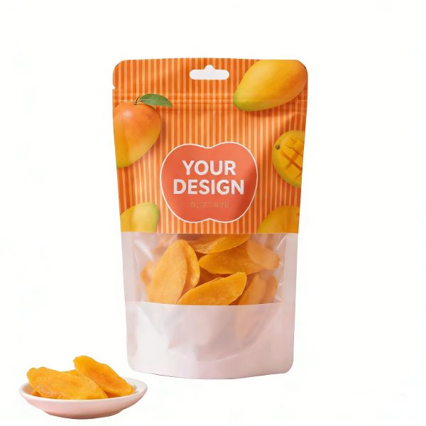 Custom Printed Stand up Dried Fruit Bags Clear Window Heat Seal PE Material Moistureproof Resealable for Retail Daily Snacking