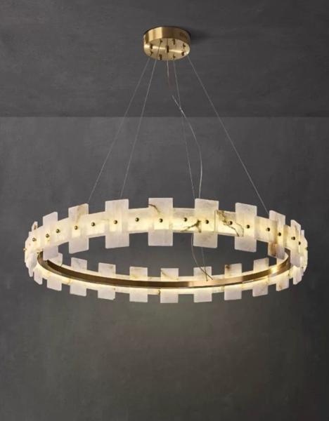 Décoration de la maison Cercle LED Luxe Modern Pendant Light Chandelier Alabaster Produits d'éclairage