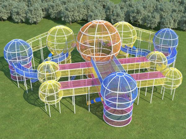 Childrens Jumping Trampoline Commercial  Outdoor Planet House Trampoline Equipment Park