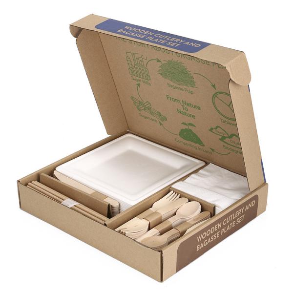 40 People Beach Camping Compostable Party Tableware Hotel Tableware Set