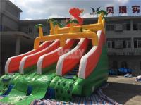 Corrediça de água inflável do dobro do dinossauro do PVC para a associação com cama da aterrissagem