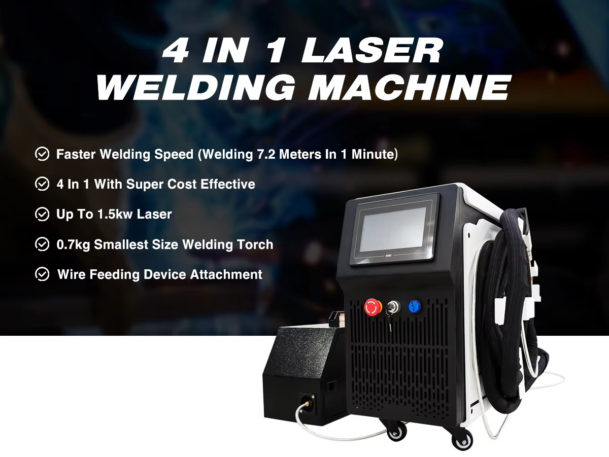 4-in-1 Air-Cooled Handheld Laser Welder Portable Welding + Cutting + Surface Cleaning + Weld Seam Finishing Machine for Metal
