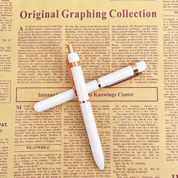High End Metal Smooth Writing Roller Pen With White Rose Gold Comfortable Holder