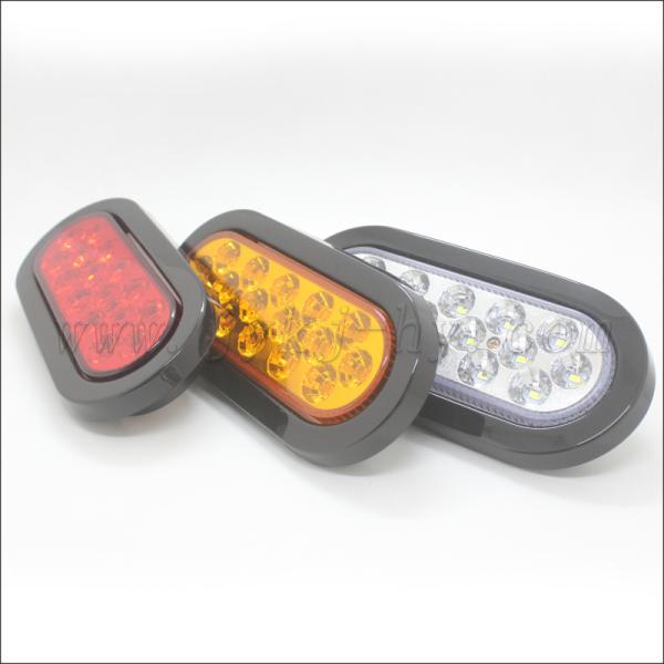 12V 24V 6 inch Oval LED Tail Lights for Truck Trailers Strobe Flashing Warning Lights