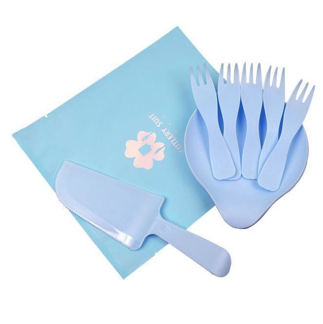 Disposable Plastic Cake Cutlery Set Party Used Birthday Suit with Knife and Fork Set