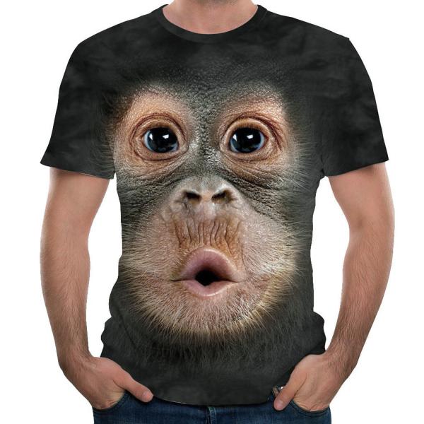 Animal Printing 3D Fashionable Mens T Shirts O Neck With Breathable Fabric