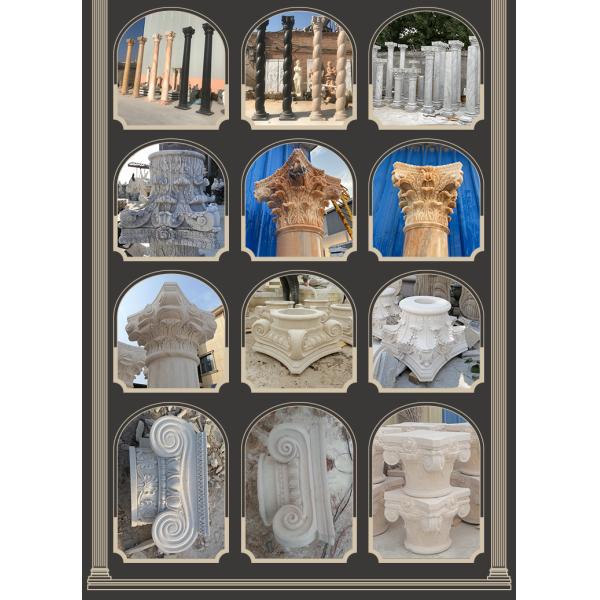 White Marble Man Statue Column Natural Stone Roman Columns Pillar Decorative Classic Building Design Luxury