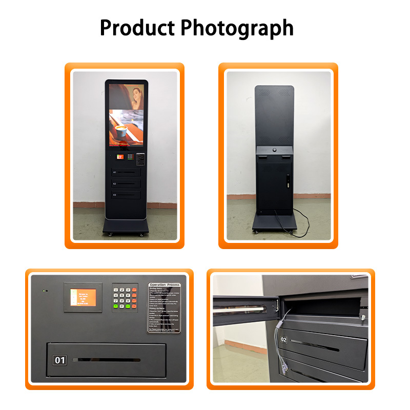 32 inch Cloud-Managed Digital Signage Kiosk with Smart Lockers and Fast Phone Charging