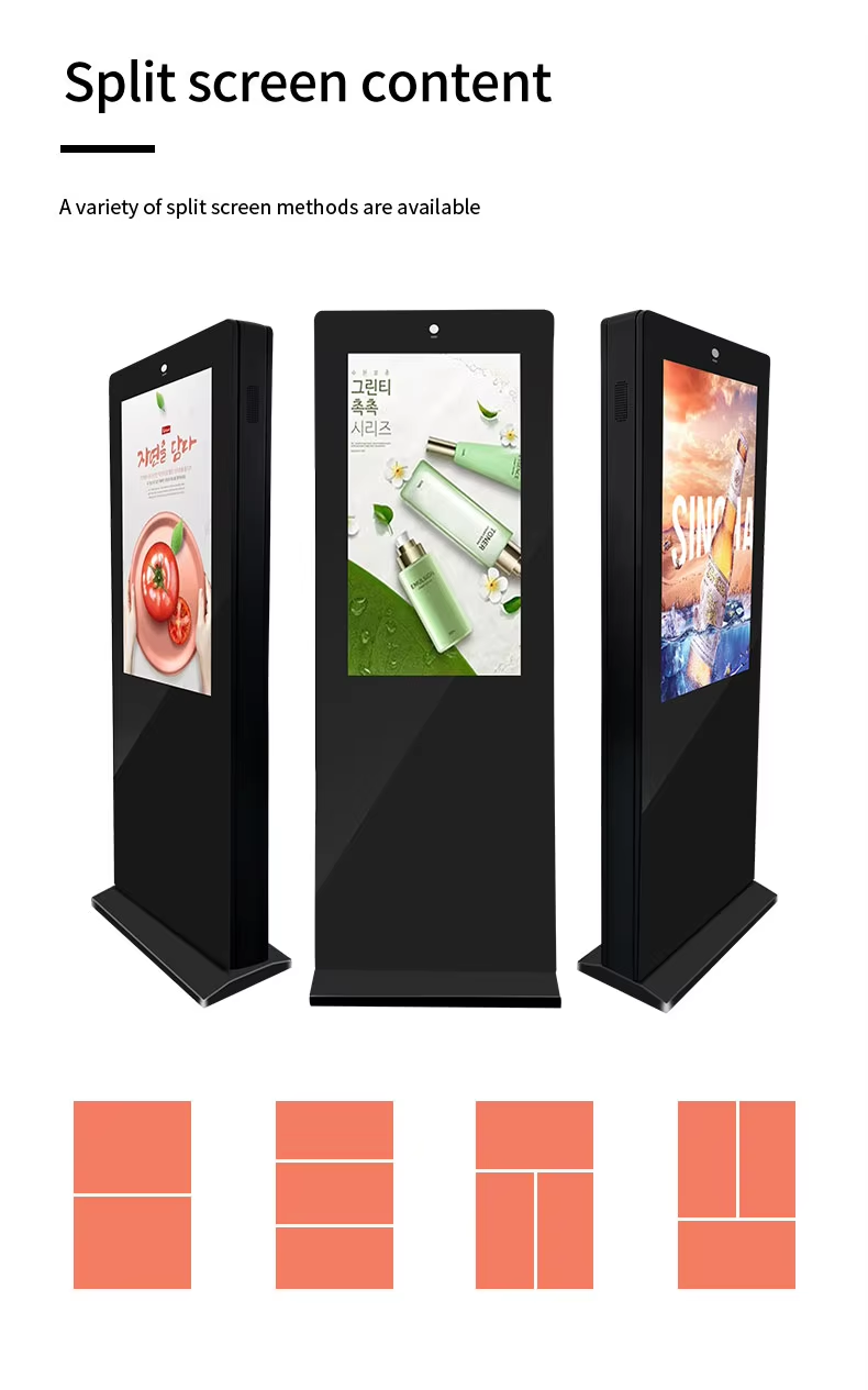 75'' Double Side Outdoor Commercial Kiosk Digital Signage IP65 Floor Stand