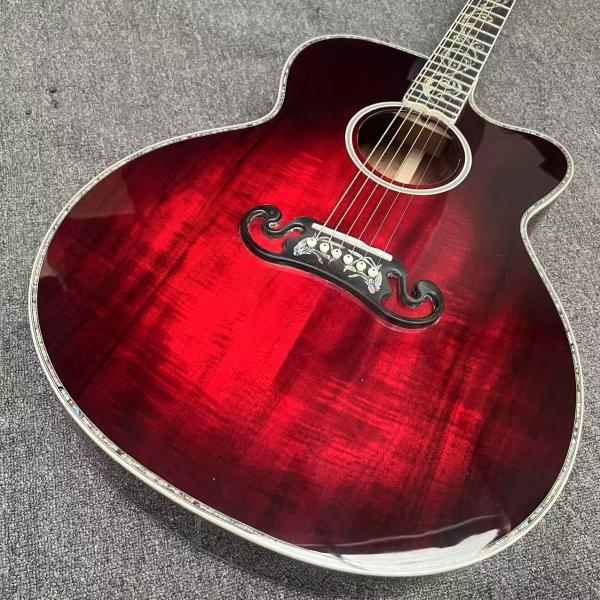 Custom Deluxe SJ200 Solid KOA Top Cutaway Jumbo Acoustic Guitar, Solid KOA Back Side, 43 Inch Gibson Style