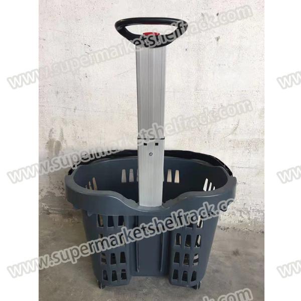 Aluminum Alloy 50LTR 530MM Market Grocery Basket With Wheels Pickup