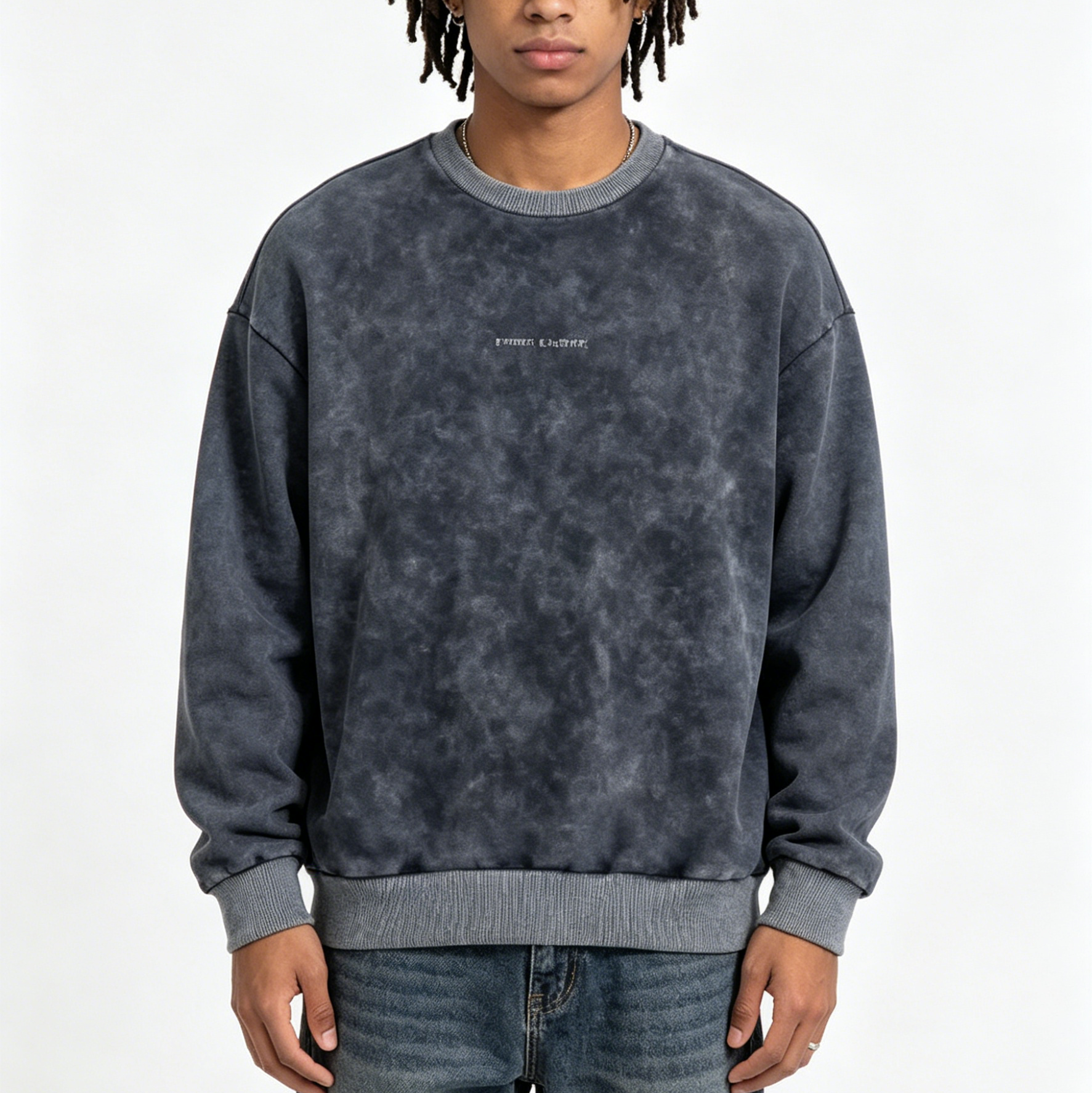 351GSM - 400GSM Sand Wash Hoodie Crew Neck Drop Shoulder Combed Cotton Street Sweatshirt