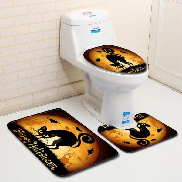 Absorvente da água grupo de Mat Halloween Toilet Lid Cover do banho de 3 partes
