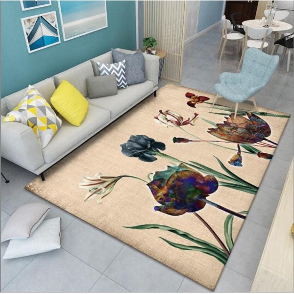 Beautiful Flowers Lotus Chrysanthemum Living Room Floor Carpet With Special Style