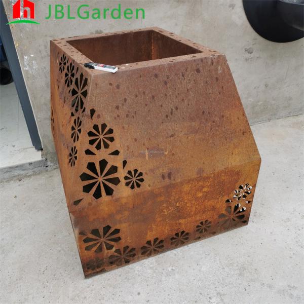 Weather Proof Flower Pot Garden Metal Ornaments Corten Steel Planter Box 1.5m Length