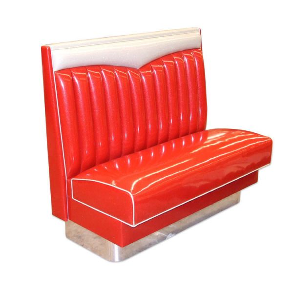 Customized American 1950 Style Vintage Sofa U-shaped Red Leather Restaurant Booth Seating