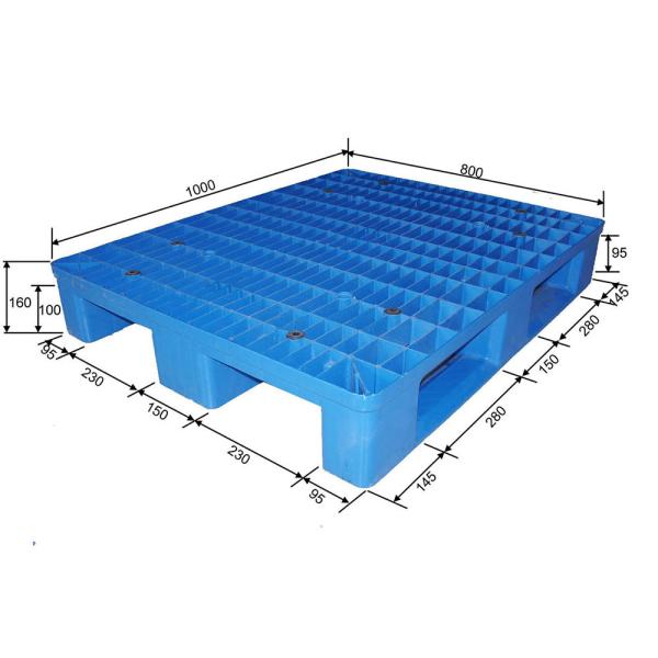 resistente de umidade plástico empilhável do HDPE da pálete 1000x800 para médico