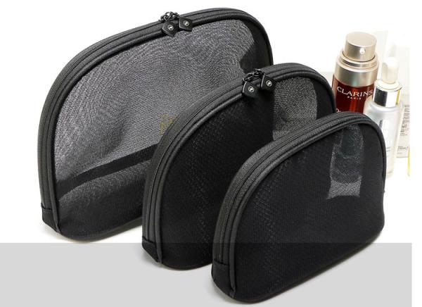 Portable small cosmetic bag girl web celebrity black double layer mesh transparent large capacity travel storage  bags