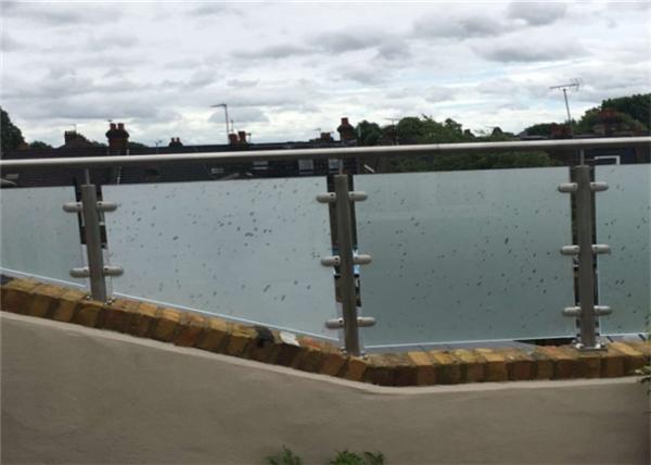 Frosted Tempered Stainless Steel Glass Railing With Satin / Mirror Finish