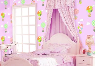 Chinese Factory Interior Kids Room Wallcovering Pink Blue Color Catoon Design Wallpaper