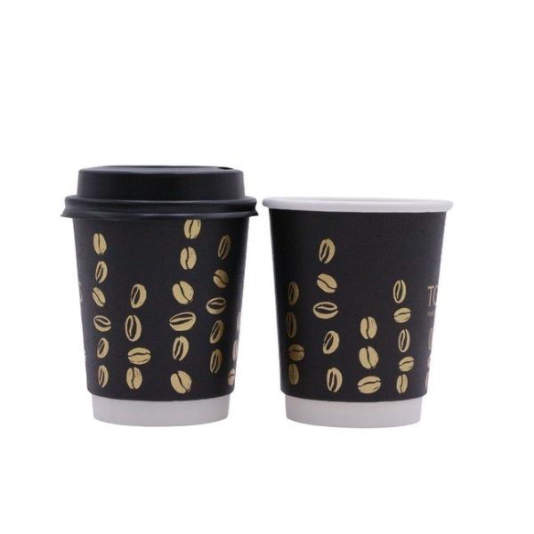 Black Paper Coffee Cup Eco Friendly Compostable For Hot Chocolate Drinks