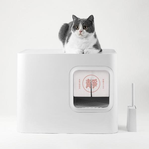Open Top Small Cat Litter Box Indoor Easy Clean Rectangular Shape ABS Design
