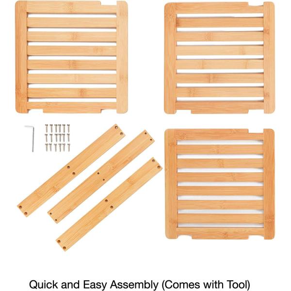 Bamboo Free Standing Wood Rack , Kitchen Countertop Corner Shelf 10x10x11.5 Inches