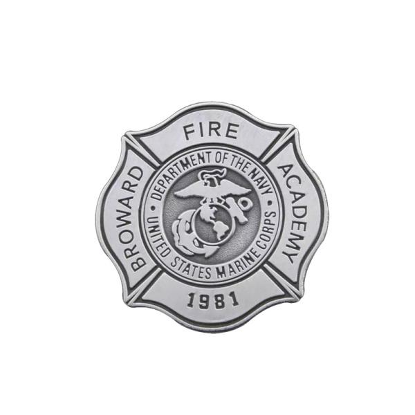 Ancienne croix argentée Florian personnalisée épingle métallique 1,5 pouce avec