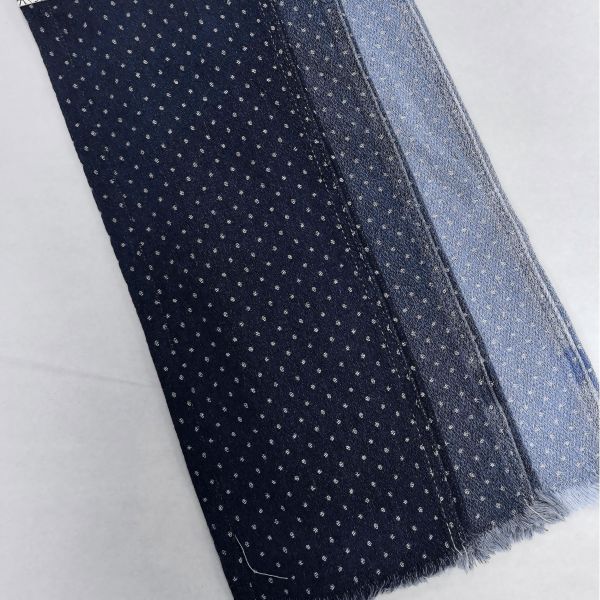 Middle Weight Polka Dot Circle Jacquard Denim Fabric Cotton Polyester for Fashion Jeans