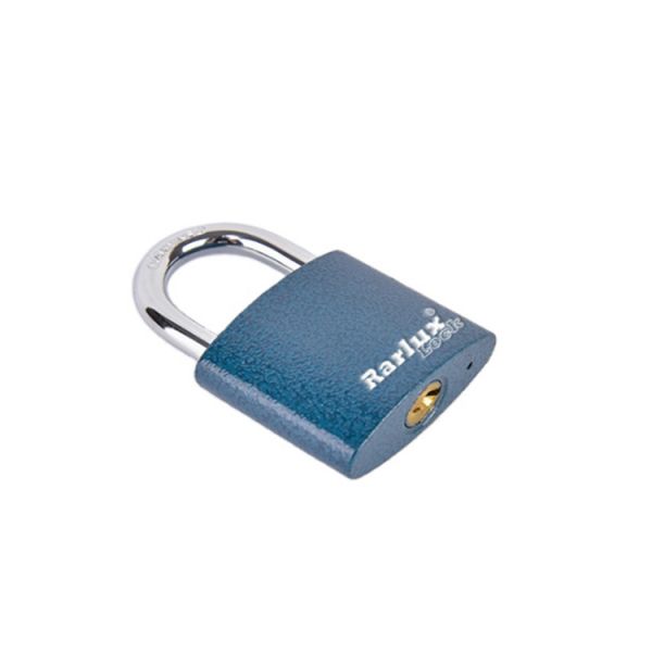Rarlux High Security Durable Decentered Solid Blue Color Plastic Painted Hardened Steel Iron Padlock Solid Brass Cylinder Key