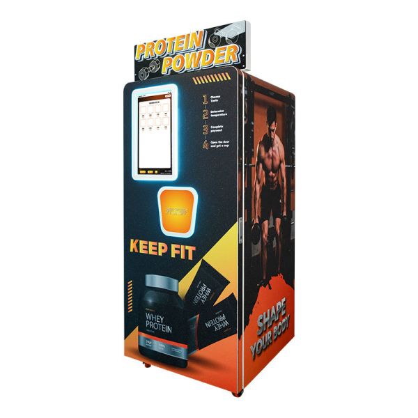 Protein Powder Vending Machine with 27-inch Touch Screen Display for Instant Nutrition Delivery and Multiple Temperature Options